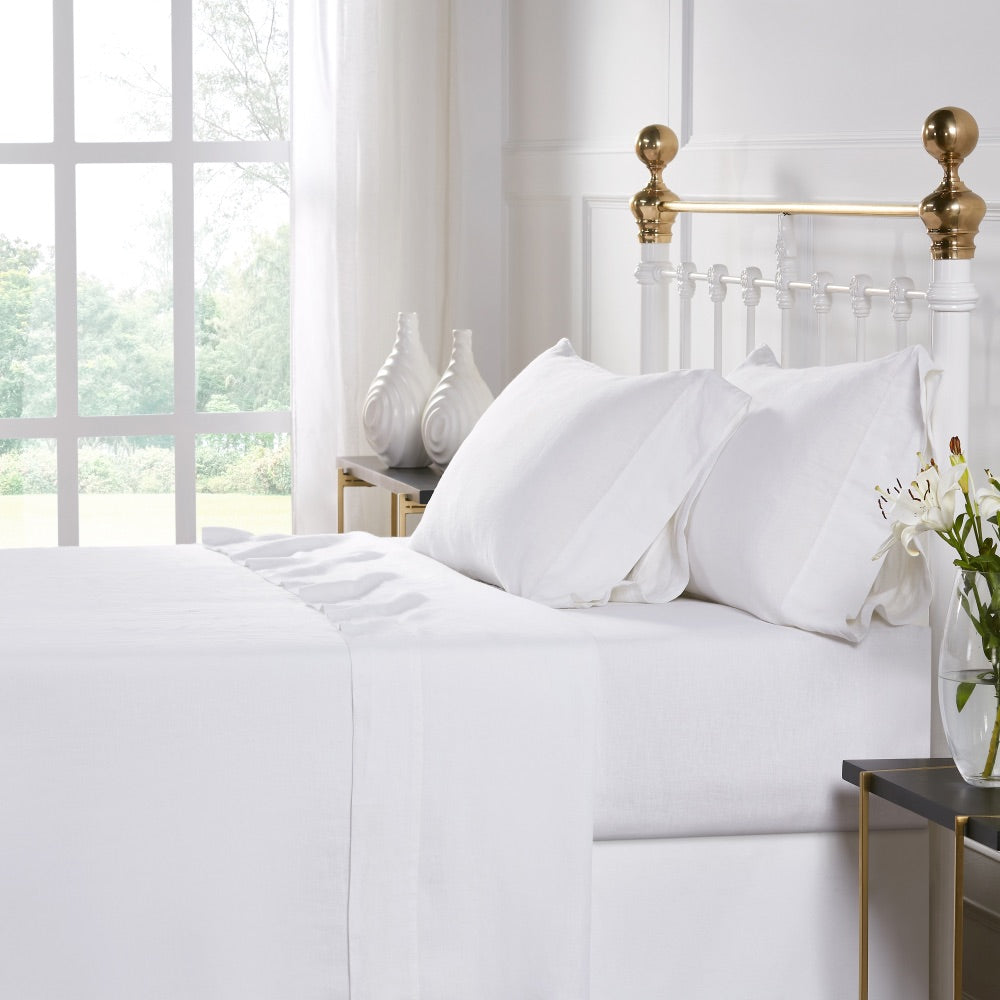 white linen sheet set queen king Cal shams
