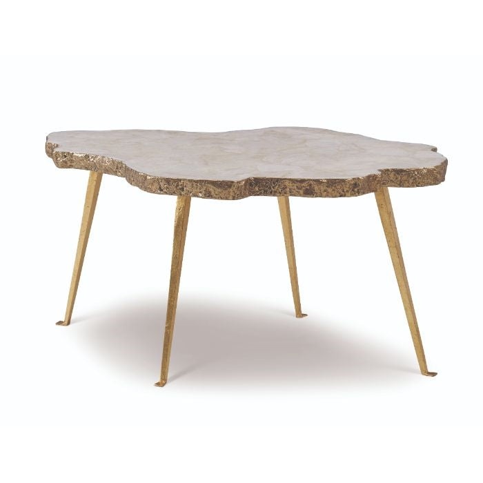 cocktail table onyx creme bronze gold wrought iron