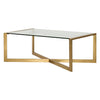 bronze finish metal cocktail table tempered glass