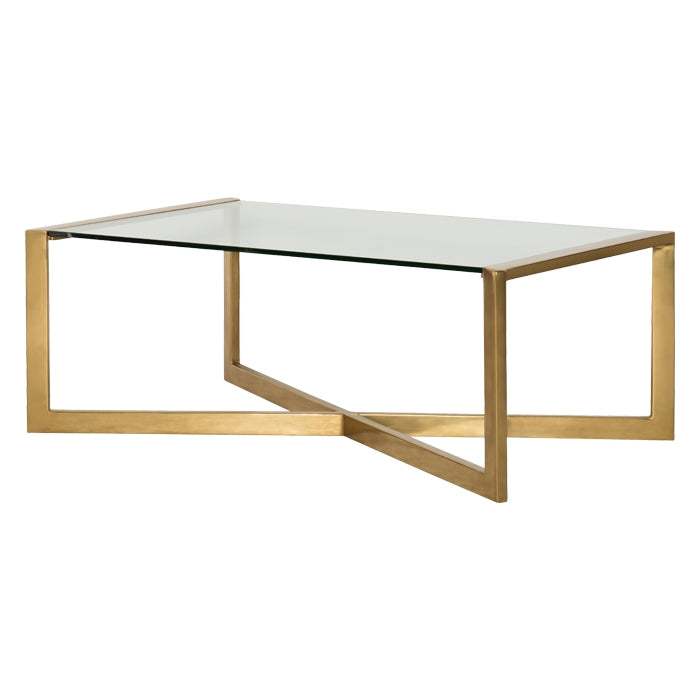 bronze finish metal cocktail table tempered glass