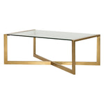 bronze finish metal cocktail table tempered glass