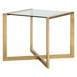 metal gold cross base lamp table glass square