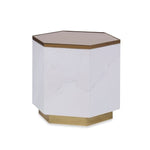 gray vein white stone bronze coffee end table