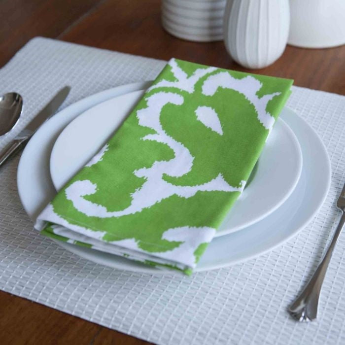 cotton napkins screen printed damask color