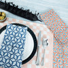 blue block printed napkin cotton