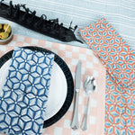 blue block printed napkin cotton