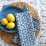 blue block printed napkin cotton