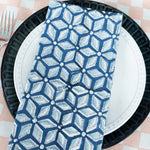 blue block printed napkin cotton