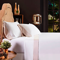 white beige sheet set queen king Cal shams