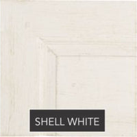 Close-up of a Phillips Scott Canton King Bamboo Style Headboard, painted in shell white with a custom finishing, featuring a small set of framed rectangles in the top half, creating a zen vibe.