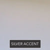 A sleek light gray Regent Queen Caned Headboard by Phillips Scott, "SILVER ACCENT" marked in a black box below.