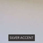 A sleek light gray Regent Queen Caned Headboard by Phillips Scott, "SILVER ACCENT" marked in a black box below.