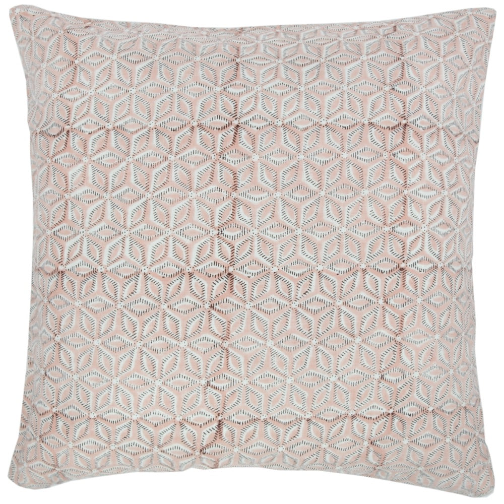 blush cream geometric square pillow block print
