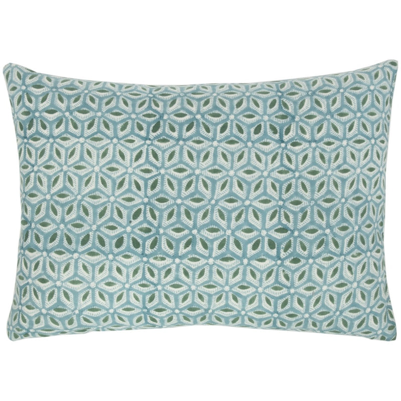 teal white green throw pillow square block print