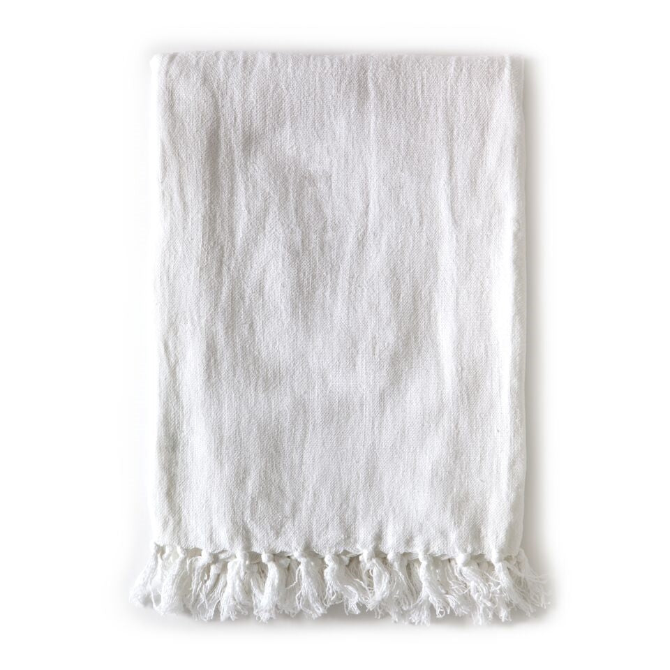 Pom Pom at Home White Linen Montauk Blanket - White Linen Blanket