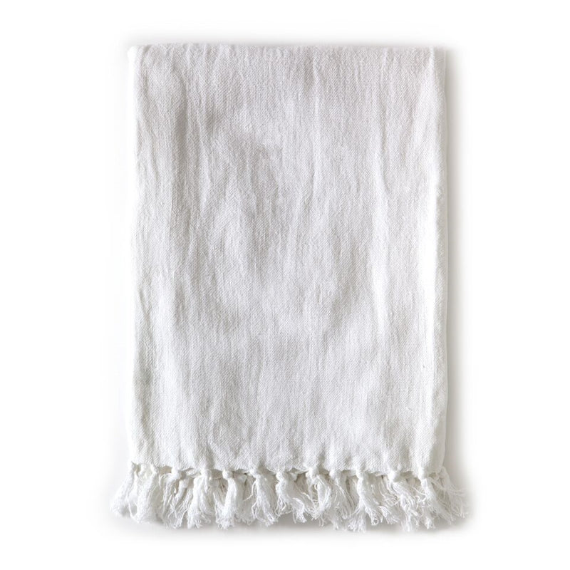 Pom Pom at Home White Linen Montauk Blanket - White Linen Blanket