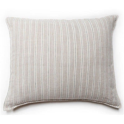 pillow linen rectangle large natural tan stripe navy blue midnight flange feather down insert