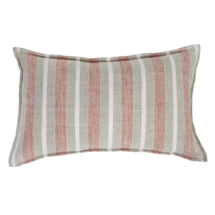 lumbar pillow stripe linen natural terracotta