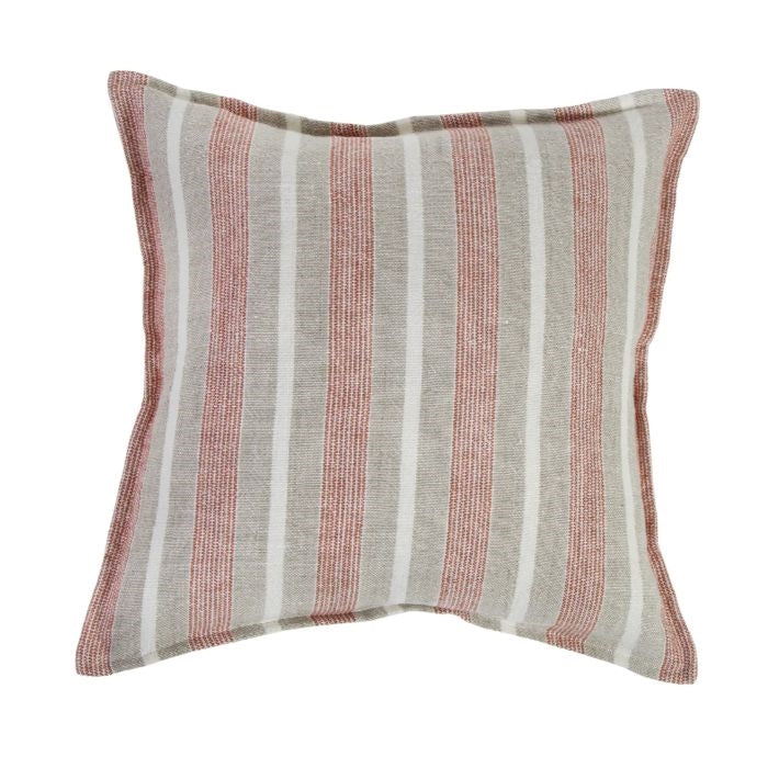terracotta natural heavy weight linen stripe pillow
