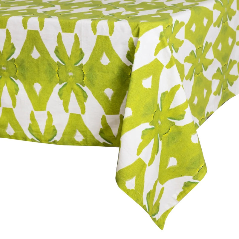 tablecloth cotton lime green palm leaf