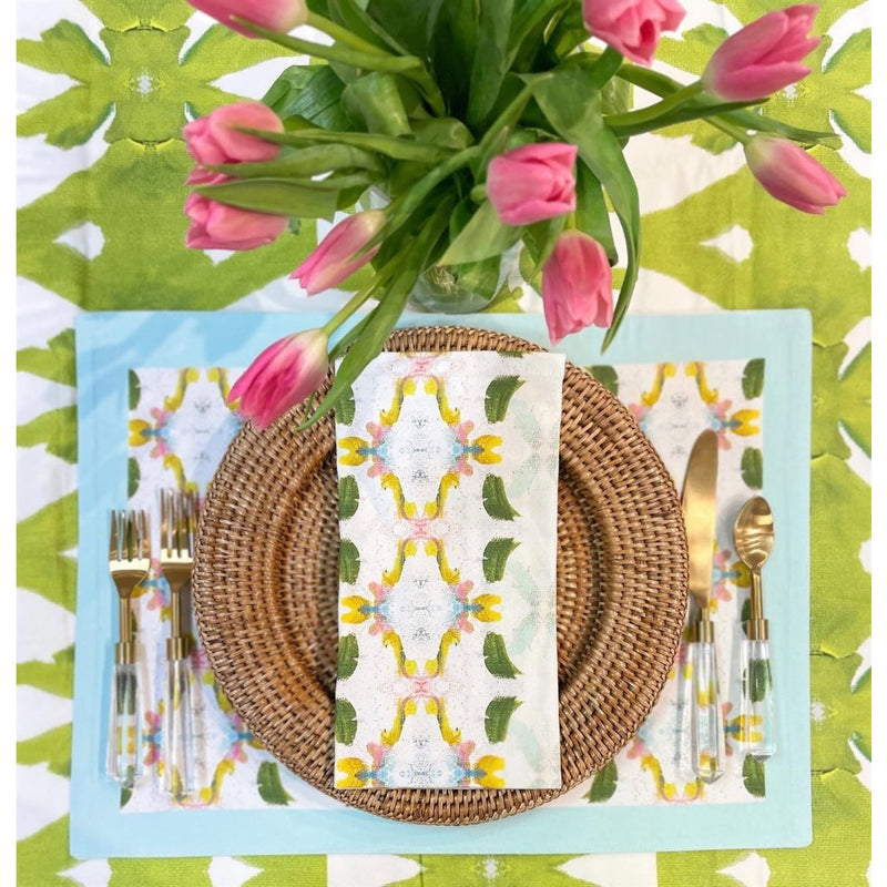 tablecloth cotton lime green palm leaf