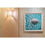 coastal sea turtle natural wood framed wall art