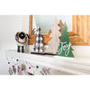 set 3 wood cutout Christmas trees, green joy natural merry black + white buffalo check Noel