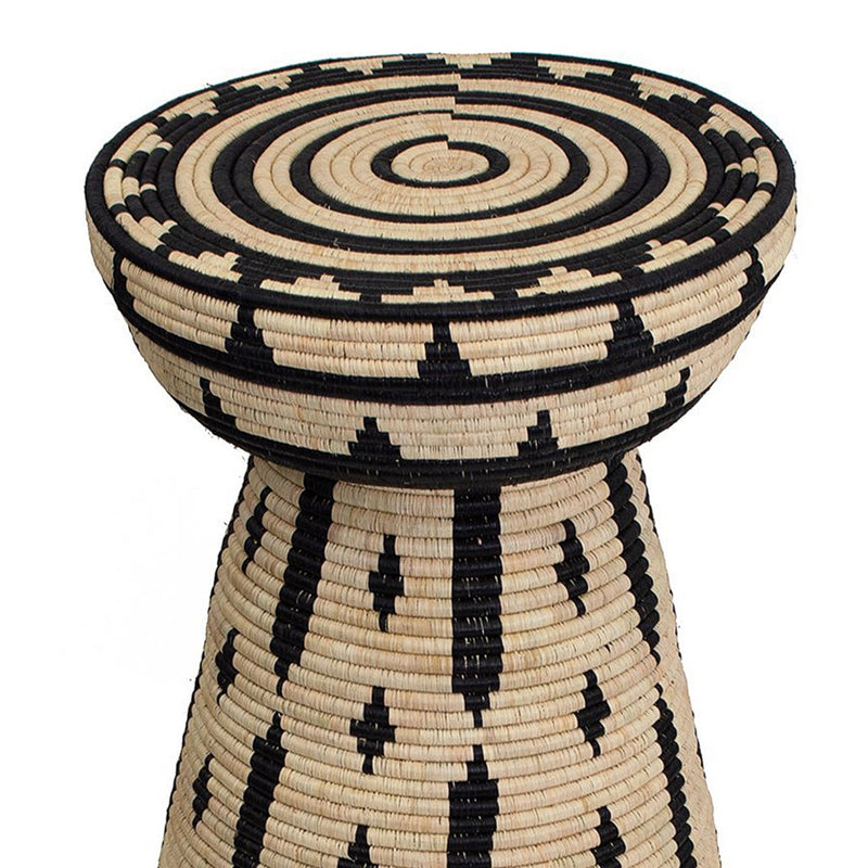 woven natural black side table