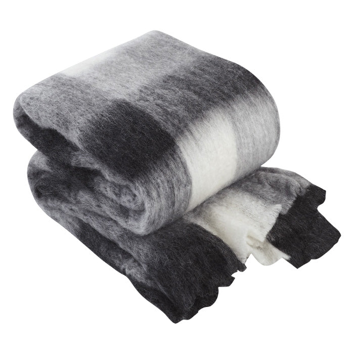 mohair black white acrylic throw blanket