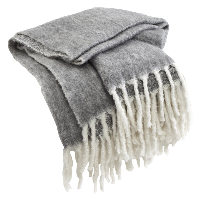 mohair wool grey acrylic throw blanket