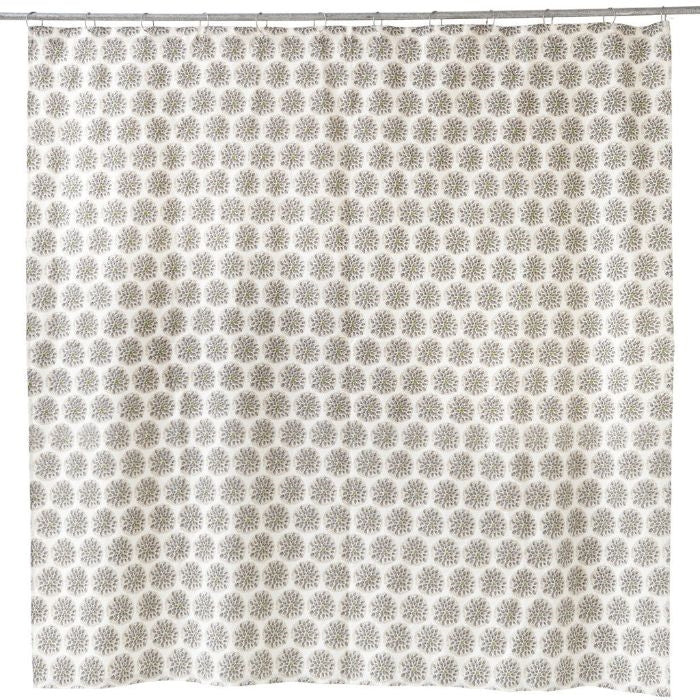 shower curtain neutral patterned cotton canvas