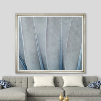 grey blue feathers contemporary silver frame wall art