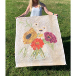 large bright color flowers abstract art paper grommets yellow pink