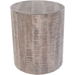 wood round end table organic kiln dry gray