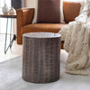 wood round end table organic kiln dry gray