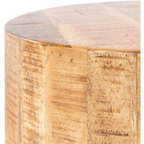 wood round end table organic kilm dry natural