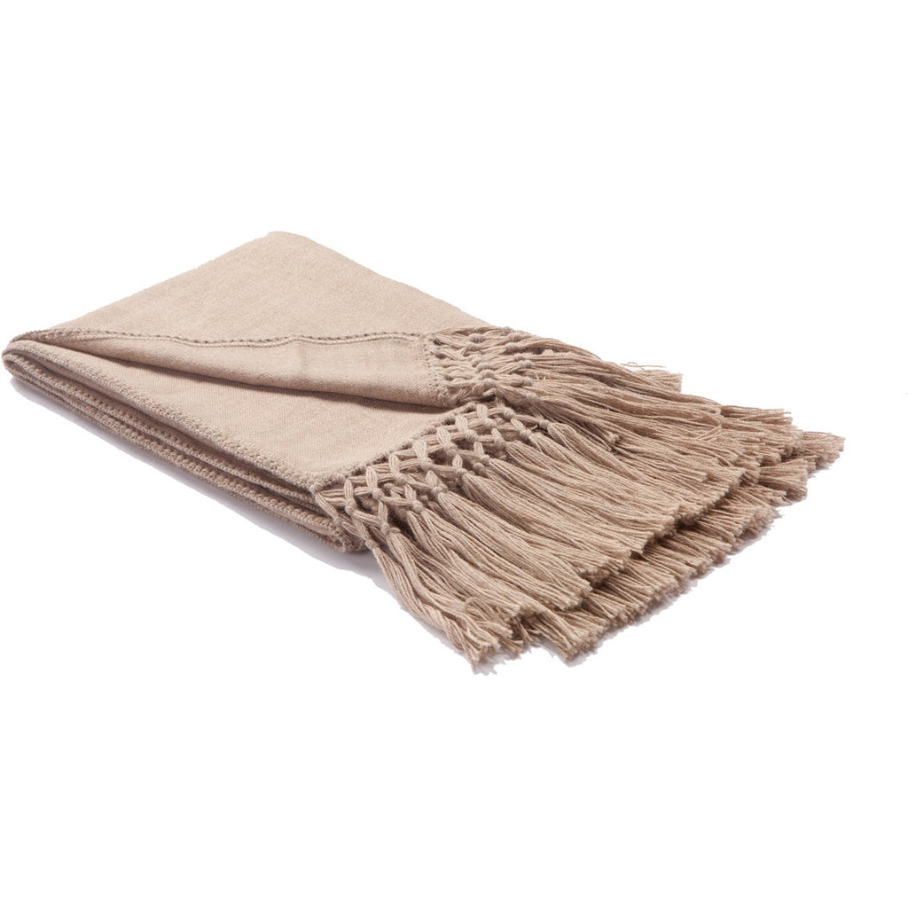 beige throw fringe alpaca tan