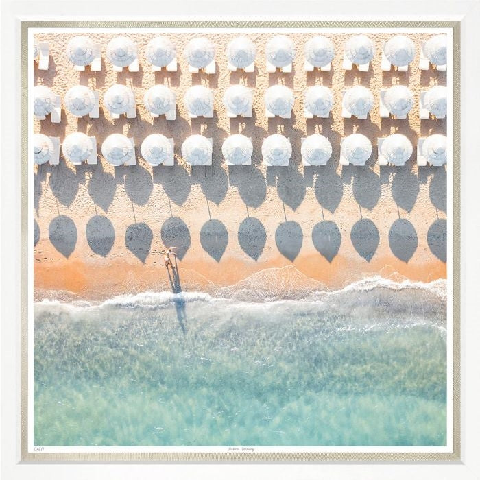 wall art giclee beach white umbrellas ocean