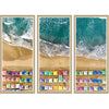 coastal multi color natural wood frame triptych