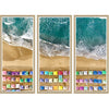 coastal multi color natural wood frame triptych