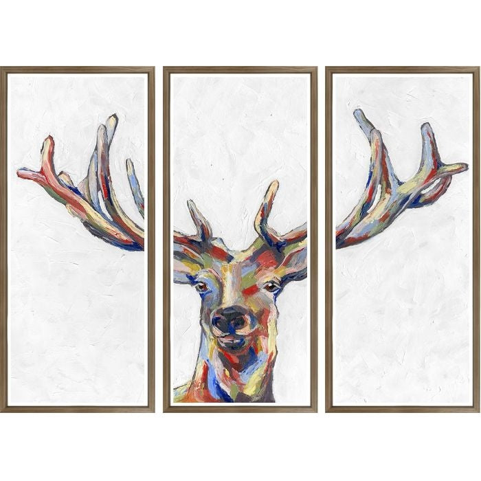 triptych wall art colorful stag