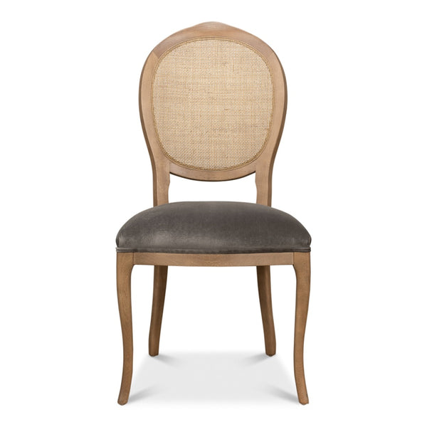 cane back dining chair charcoal fabric seat 