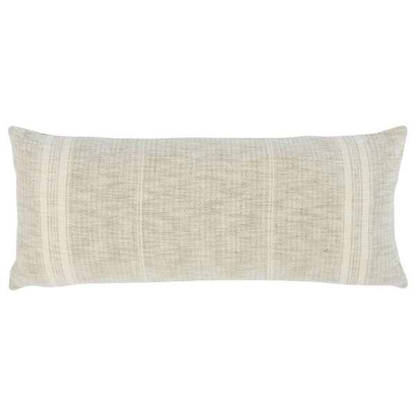 lumbar pillow neutral stripe woven natural ivory