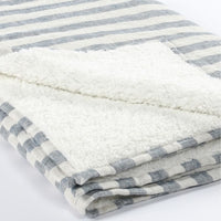 blue ivory stripe throw sherpa