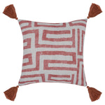 square red off-white indoor/outdoor contemporary pillow tassels 20"