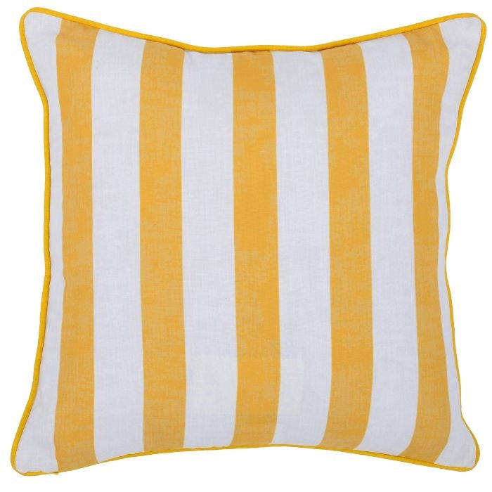 yellow white striped throw pillow