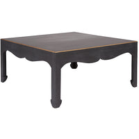 black square coffee table curved detail gold accents