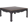 black square coffee table curved detail gold accents