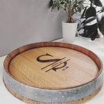 Lazy Susan Tray - Large Wine Barrel Head (text options)