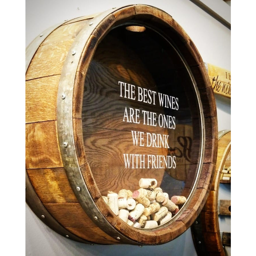 round wine barrel cork display round wall mount